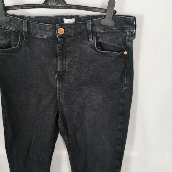 RIVER ISLAND Black Skinny Jeans Size 18 Short Petite Frayed Hem - Picture 4 of 8